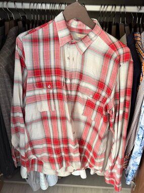 Burberry Red Plaid Flannel Shirt – Long Sleeve – Size L